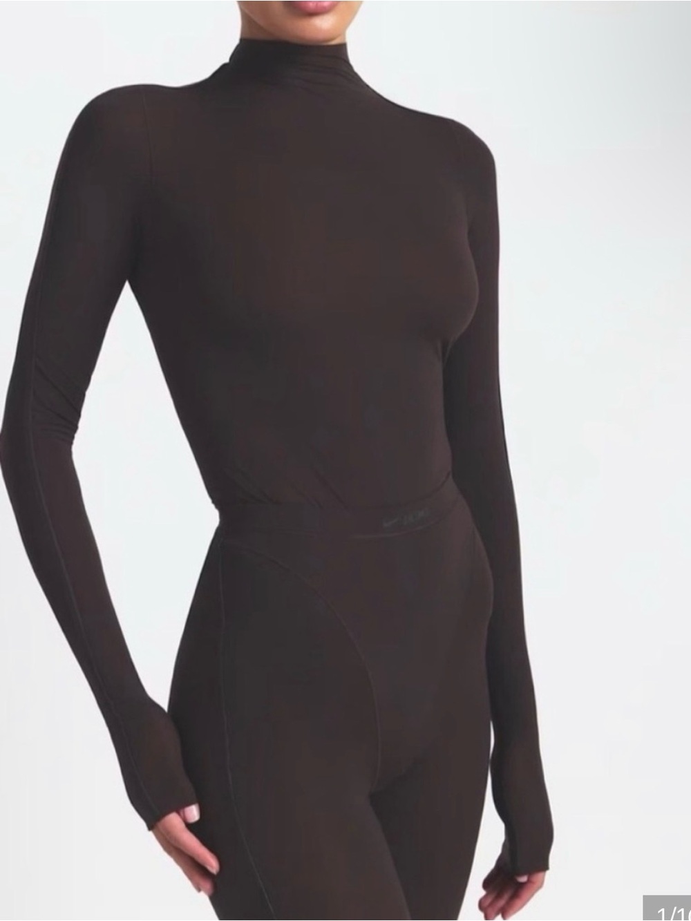 NWT Nike SKIMS Weightless long sleeve mock turtleneck in Dark Roast